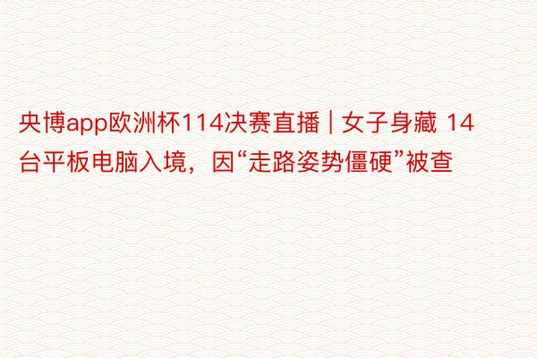 央博app欧洲杯114决赛直播 | 女子身藏 14 台平板电脑入境，因“走路姿势僵硬”被查