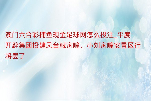 澳门六合彩捕鱼现金足球网怎么投注_平度开辟集团投建凤台臧家疃、小刘家疃安置区行将罢了