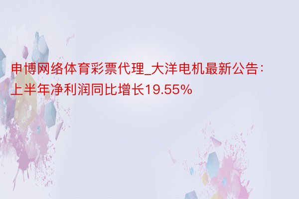 申博网络体育彩票代理_大洋电机最新公告：上半年净利润同比增长19.55%
